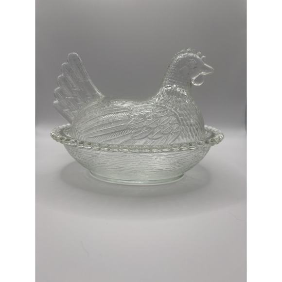 Indiana Glass Other - Vintage Indiana Glass Clear Large 7" Hen on Nest Covered Dish MCM Farmhouse